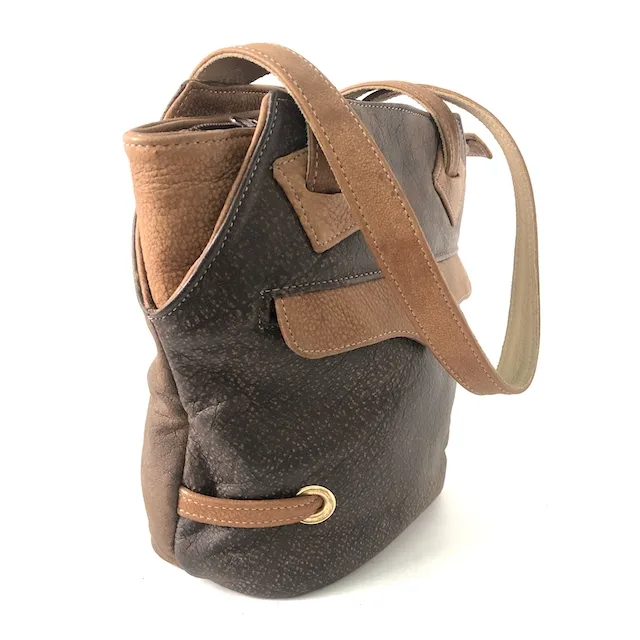 Two-Tone Leather Weave Leather Tote Bag