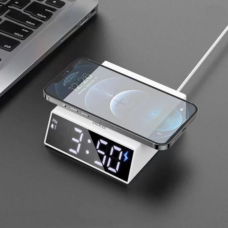 Clock With Wireless Charging 10W - Hoco - Image 5