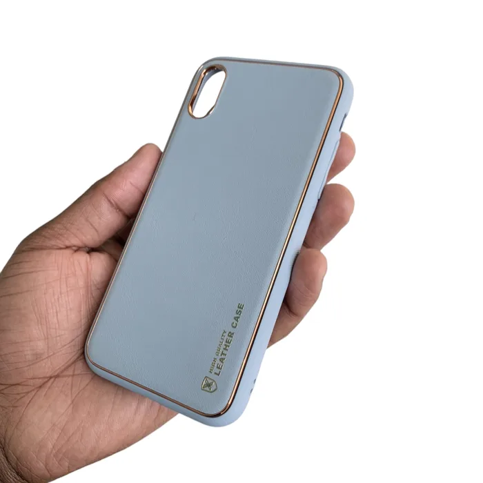 iPhone X Light Blue Protection Leather Smartphone Case