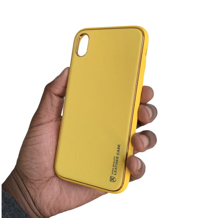 iPhone XR Yellow Protection Leather Smartphone Case