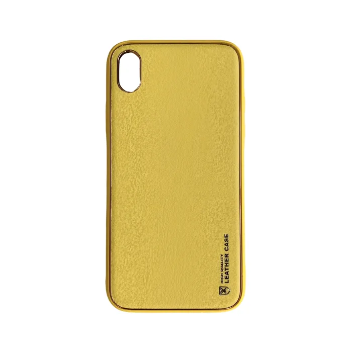 iPhone XR Yellow Protection Leather Smartphone Case
