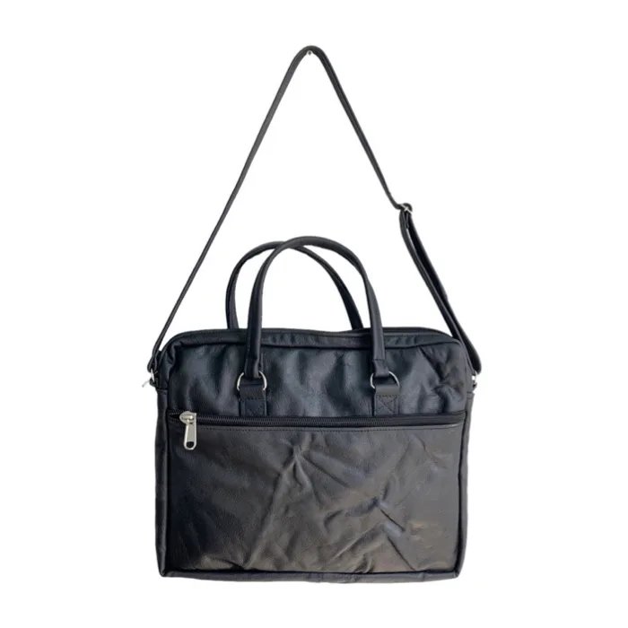AO SS22 Black Leather Laptop Bag
