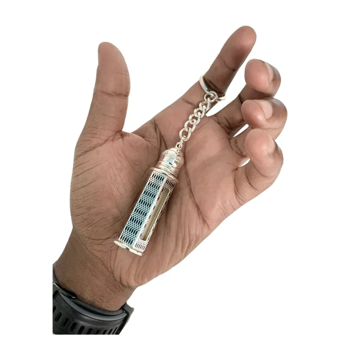 Empty & Refillable Silver Oil Parfum Bottle Keychain