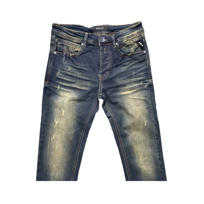 REPLAY RE-9113H Cast Green Blue Stretch Denim Jeans