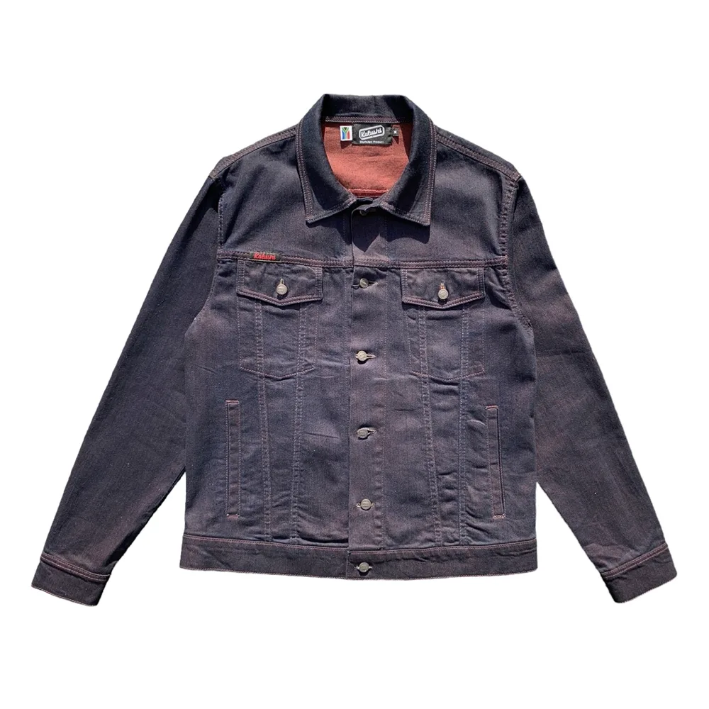 Crimson Dusk Men's Trucker Denim Jacket - Kalushi
