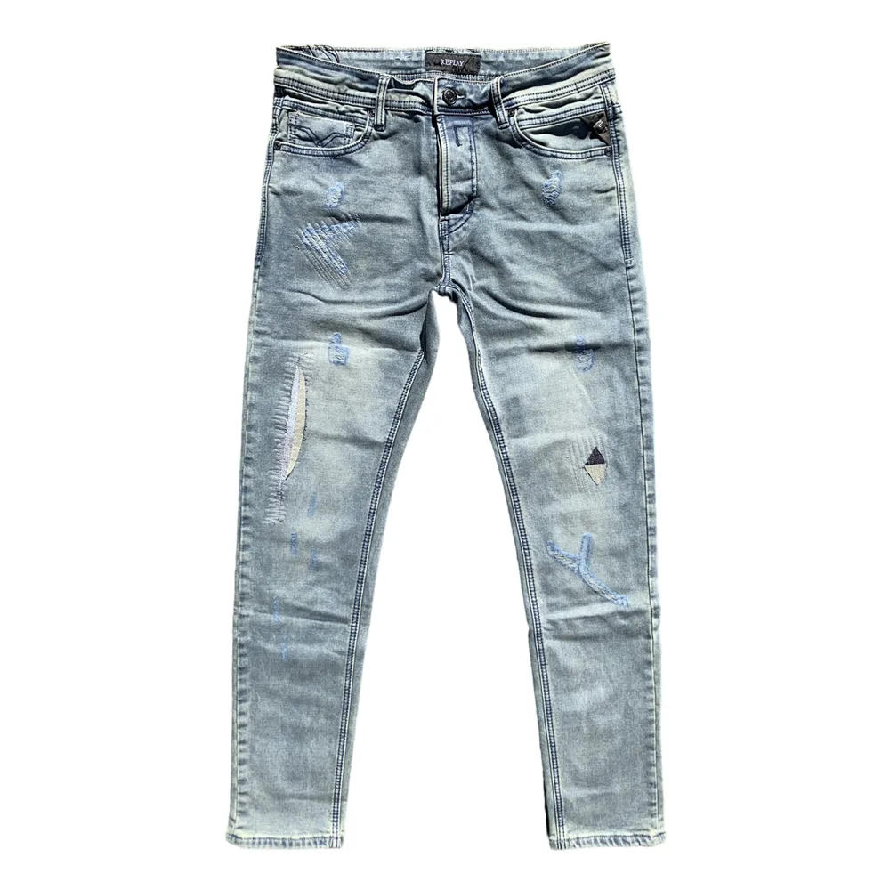 REPLAY RE9128H Hyperflex Bio Dark Olive Stretch Denim Jeans