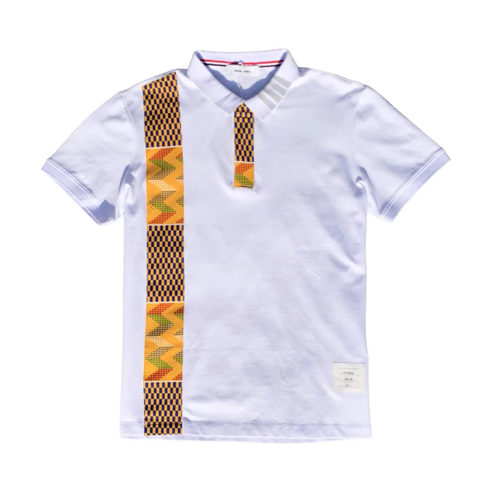 AO SS22 Classic Kente Trim White Polo Shirt