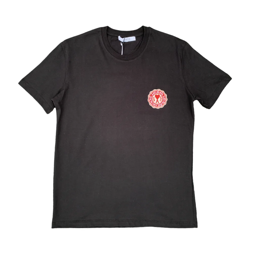 Ami Paris Logo-Patch Black Crewneck T-Shirt