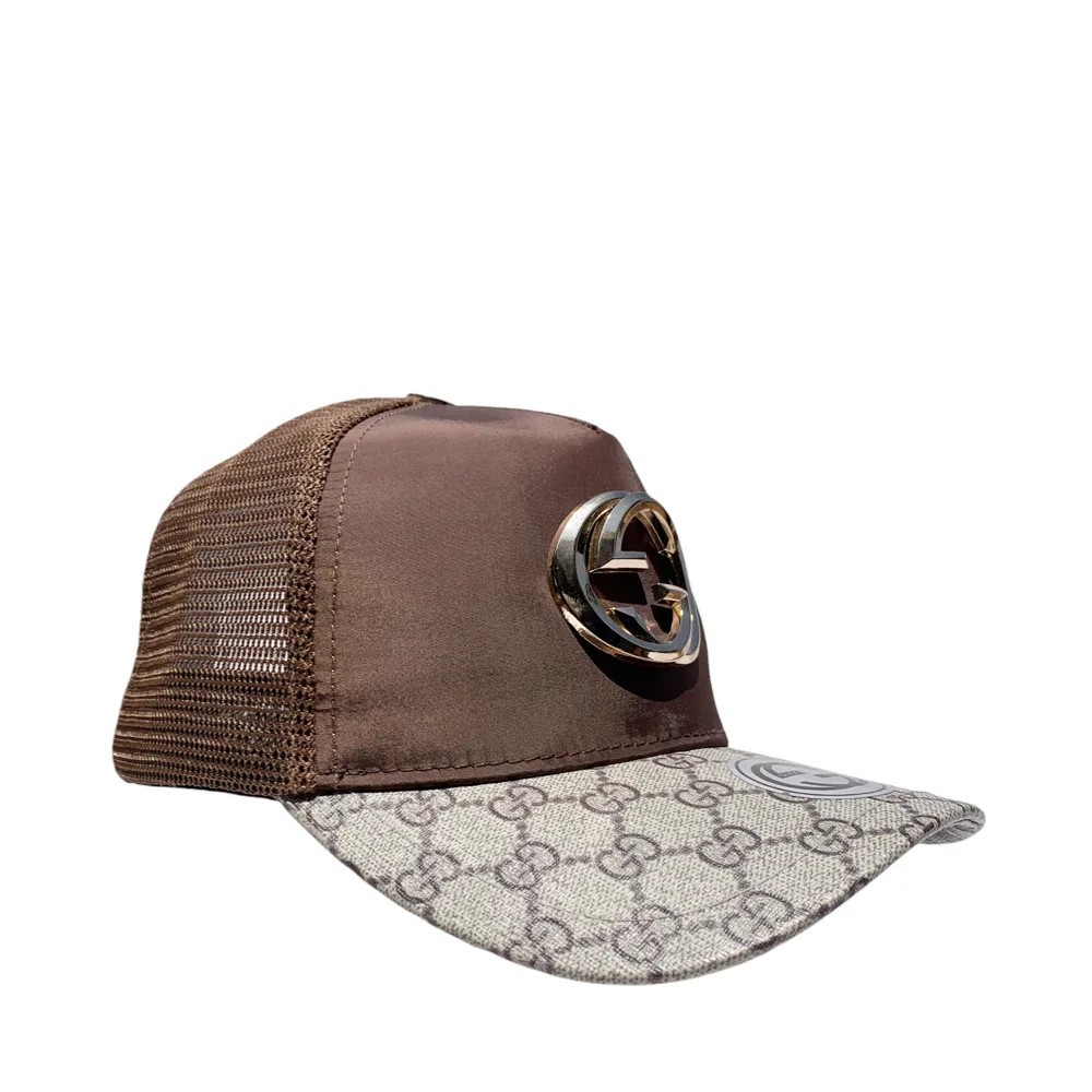 Gucci GG Supreme Brown Trucker Cap