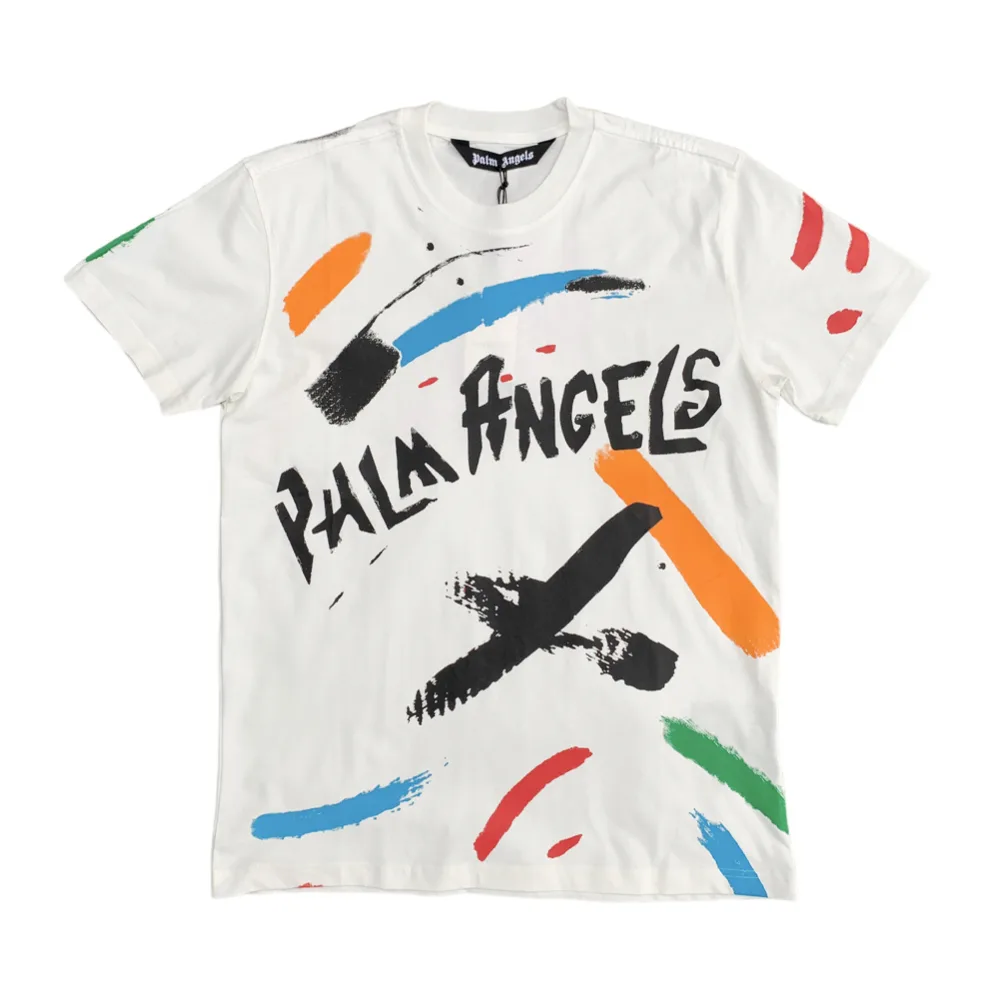 Palm Angels Color Splash White Crewneck T-Shirt