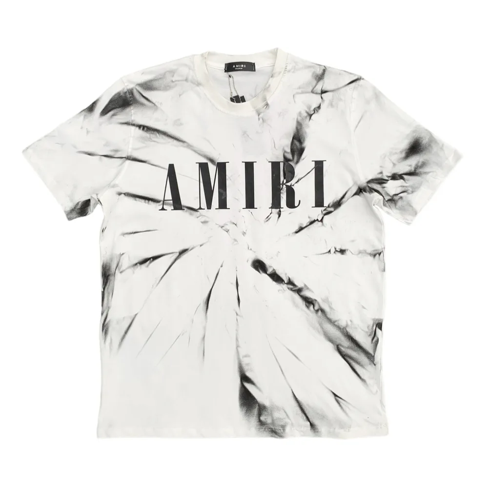 Amiri Logo Statement Tie-Dye White Crewneck T-Shirt