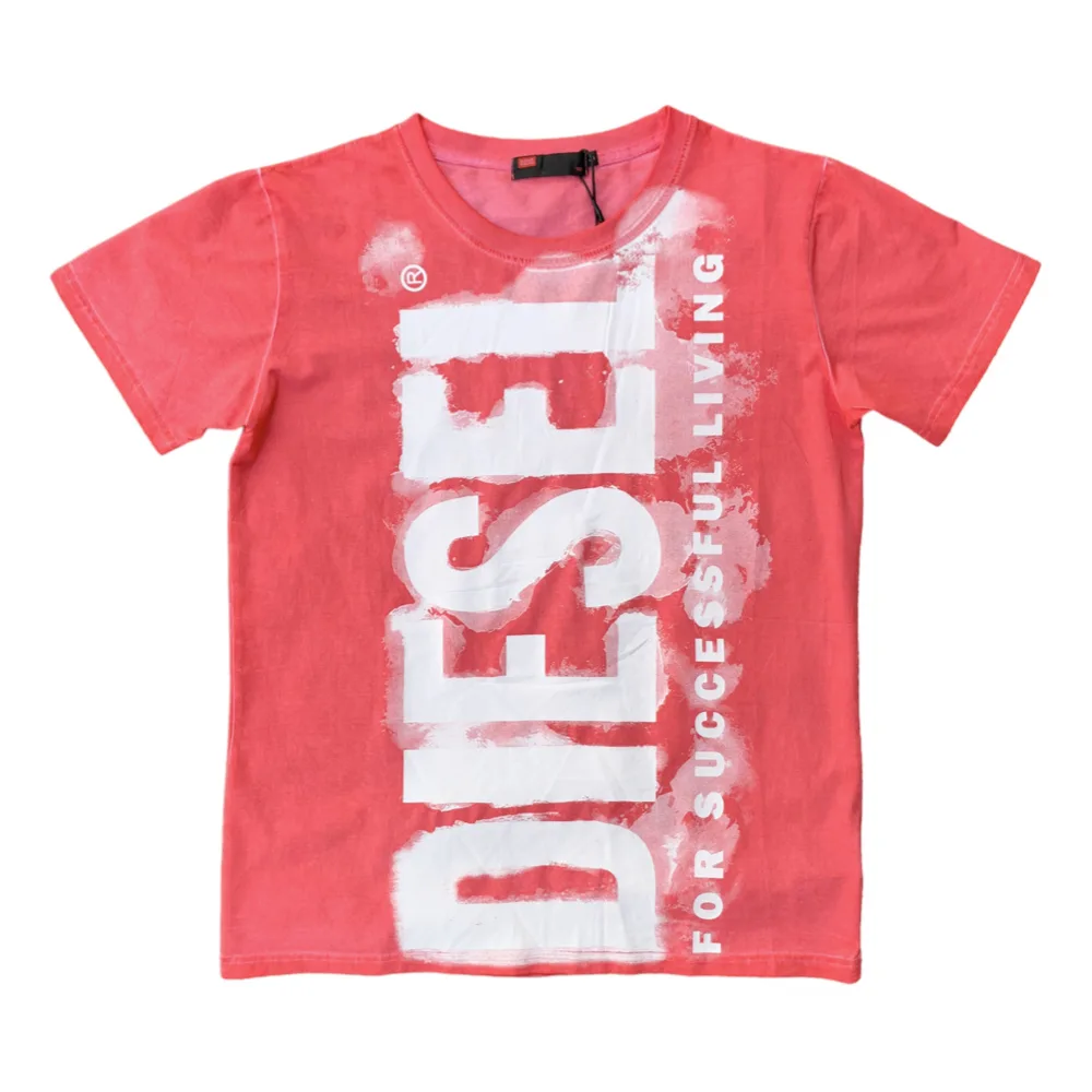 Diesel DSL15 Painted Typography Red Crewneck T-Shirt