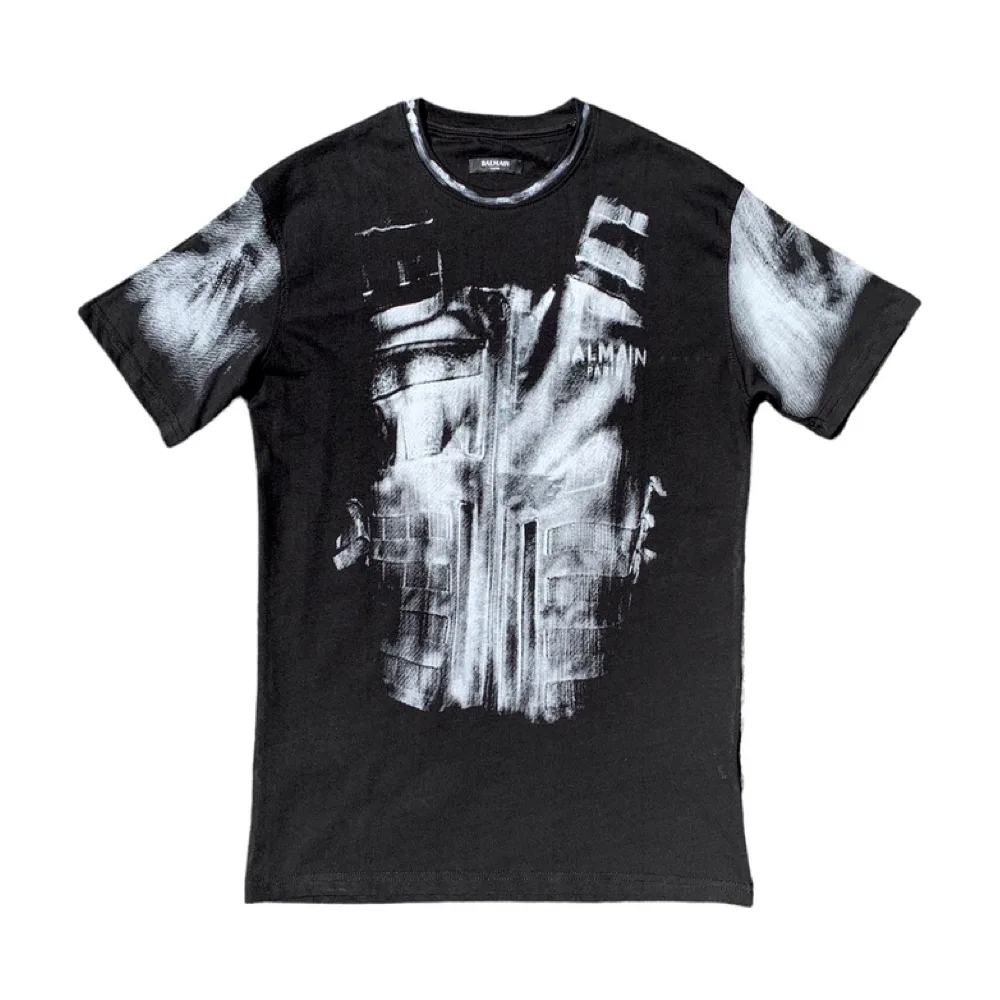Balmain X-Ray Raw Black Crewneck T-Shirt