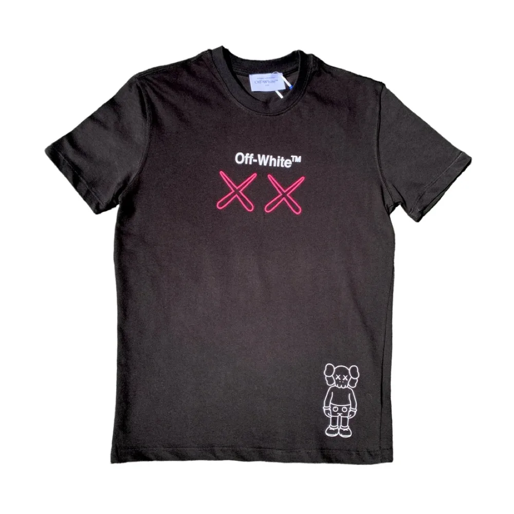 Neon Stitch Off-White Black Crew Neck T-Shirt