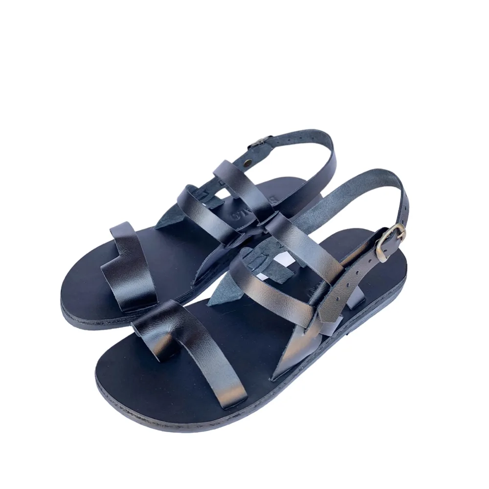 Obsidian Cross Leather Sandals by Anthon Oppong & Co.