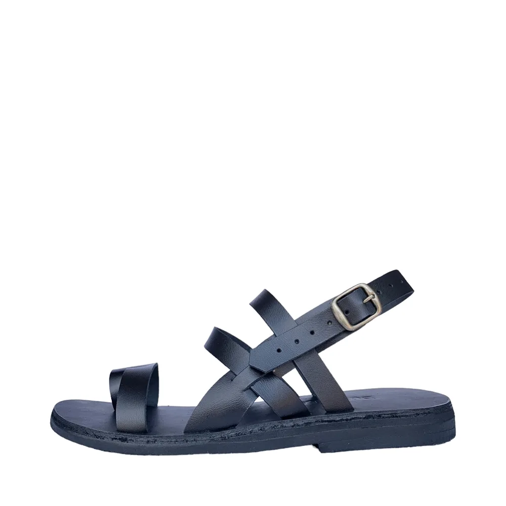 Obsidian Cross Leather Sandals by Anthon Oppong & Co.