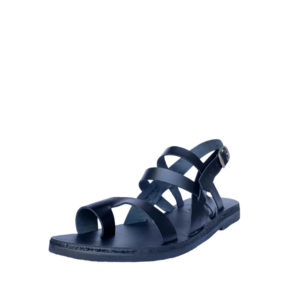Obsidian Cross Leather Sandals by Anthon Oppong & Co.