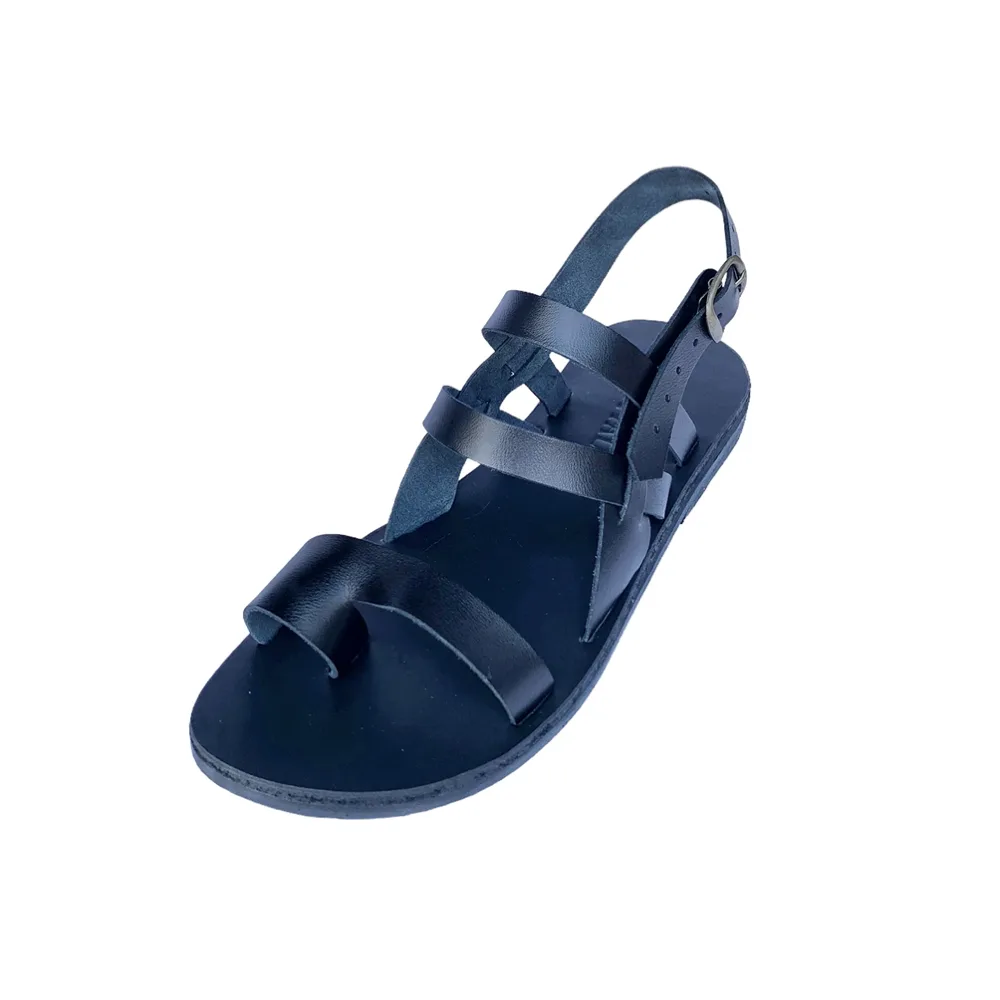 Obsidian Cross Leather Sandals by Anthon Oppong & Co.