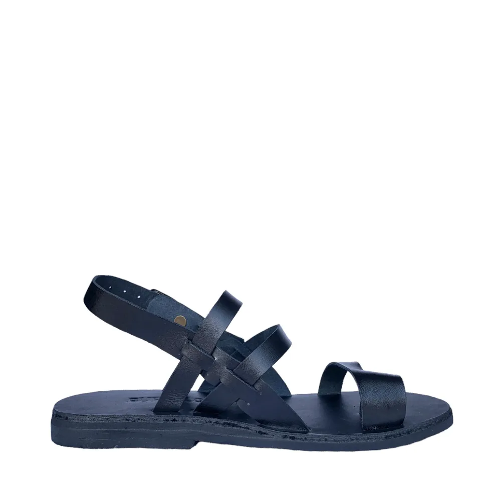 Obsidian Cross Leather Sandals by Anthon Oppong & Co.