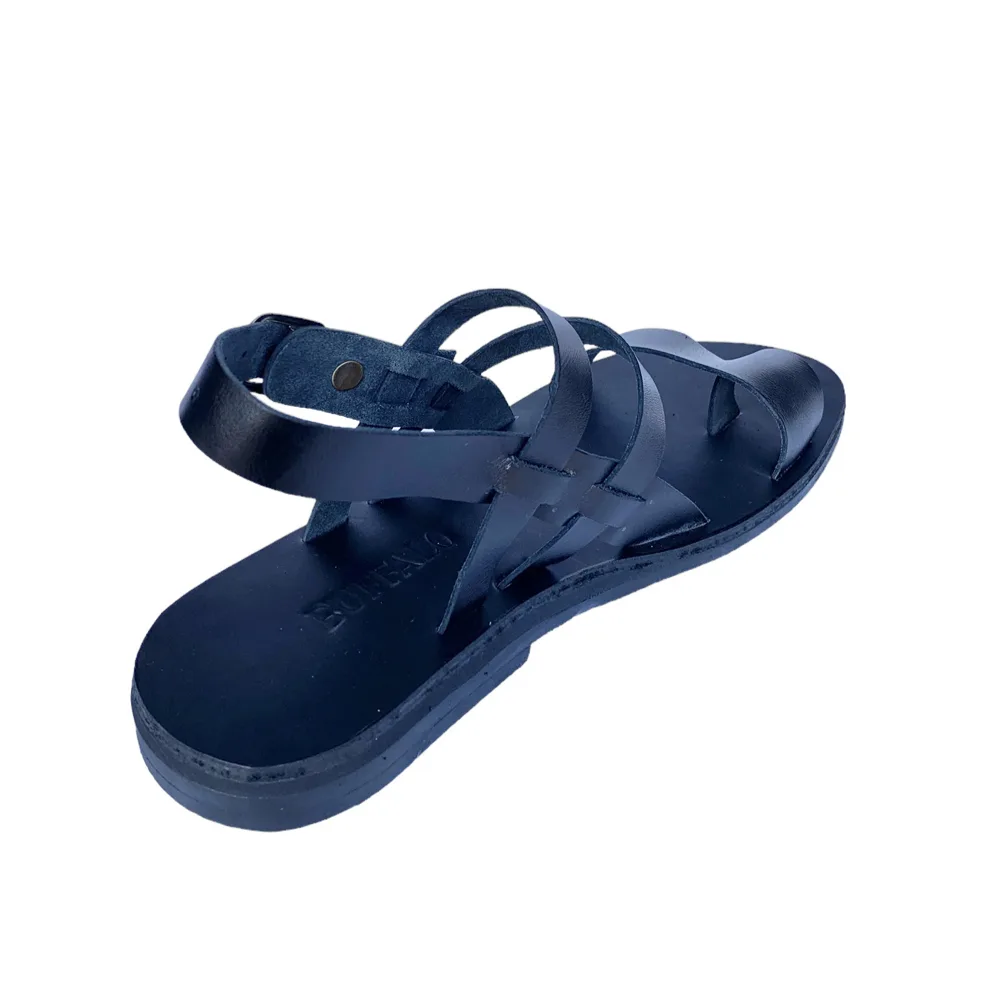 Obsidian Cross Leather Sandals by Anthon Oppong & Co.