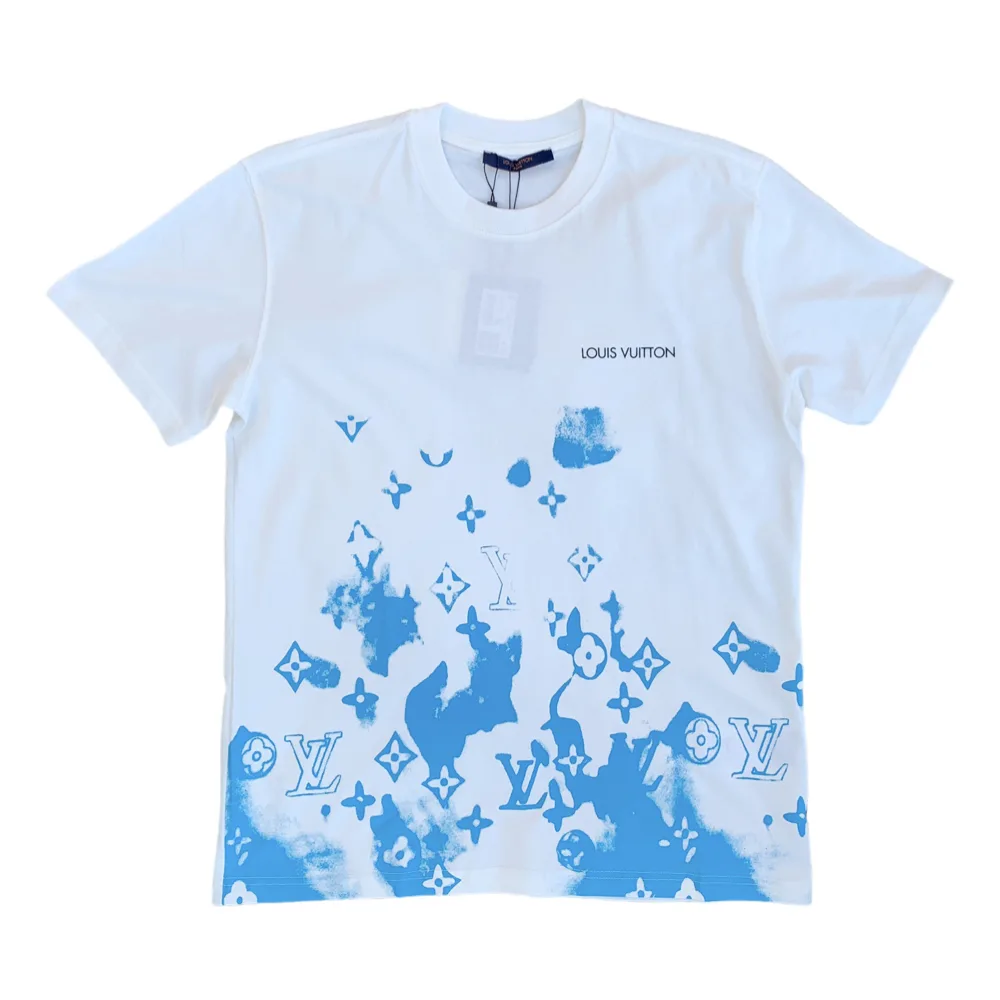 LV Paris Painted Pattern White Crewneck T-Shirt