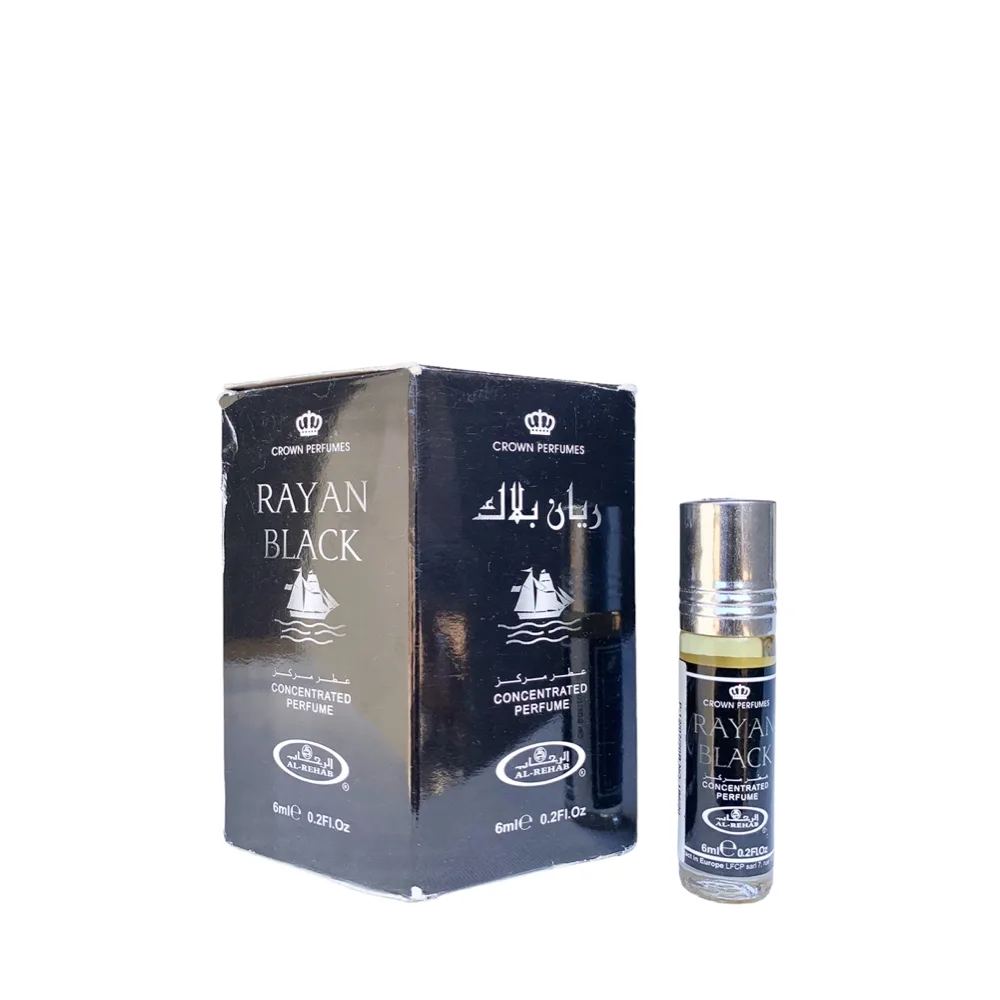6-Pack Al-Rehab Crown Perfumes Rayan Black Concentrated Attar Oil Parfum 6ml