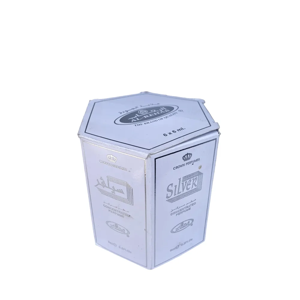 6-Pack Al-Rehab Crown Perfumes Silver Concentrated Attar Oil Parfum 6ml
