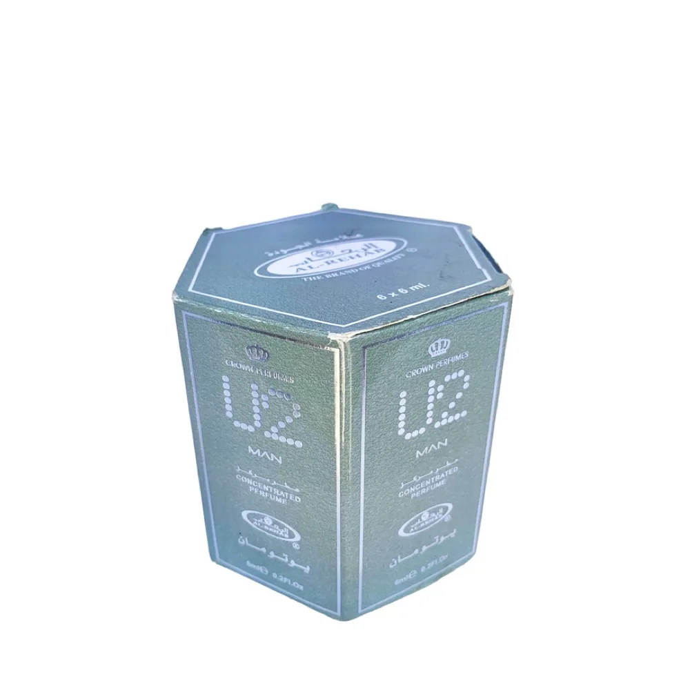 6 pack Al-Rehab Crown Perfumes U2 Man Concentrated Attar Oil Parfum 6ml