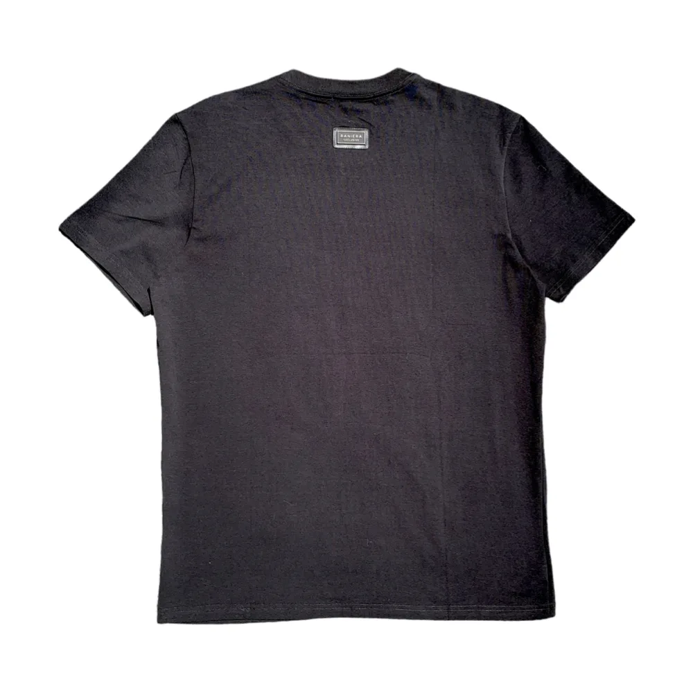 Roberto Raniera SS24 Flock Print Black Crewneck T-Shirt