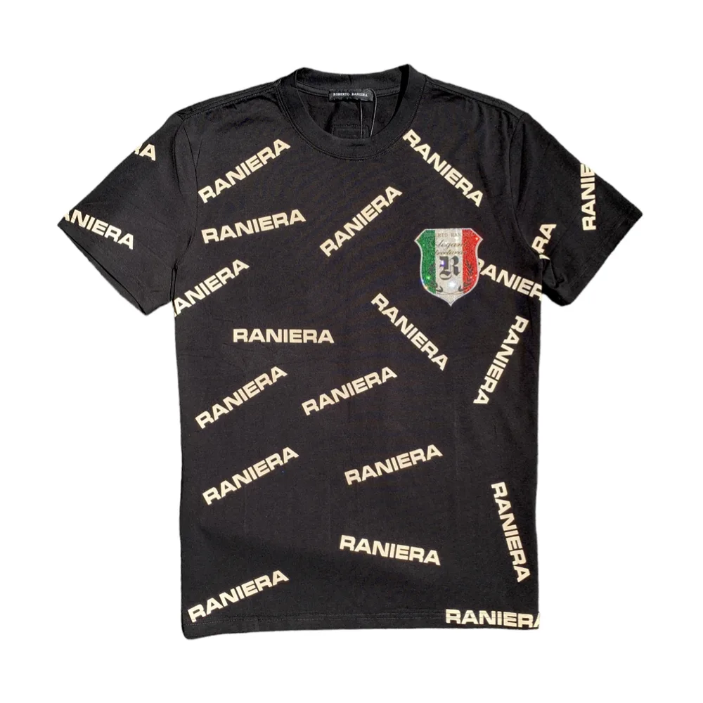 Raniera Crest All-Over Black T-Shirt - Roberto Raniera