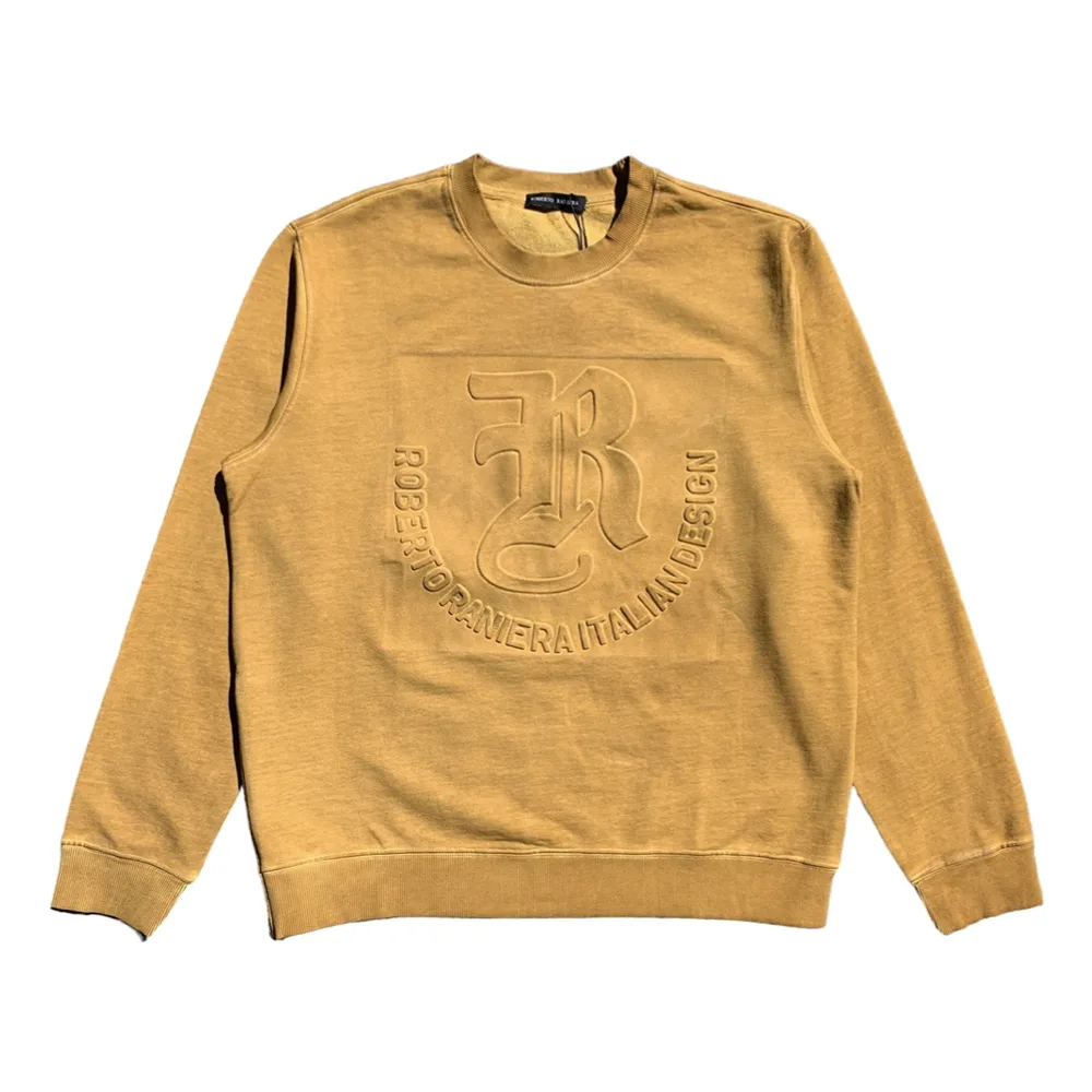 Roberto Raniera Embossed AW24 Mustard Yellow Crewneck Sweatshirt