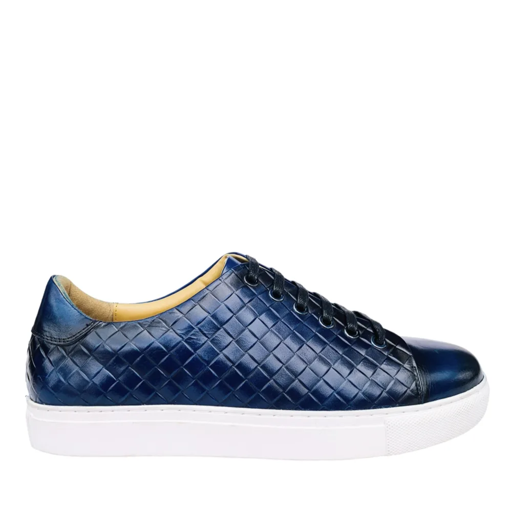 Roberto Raniera 1209-7 Azure Woven Blue Low-Top Sneakers