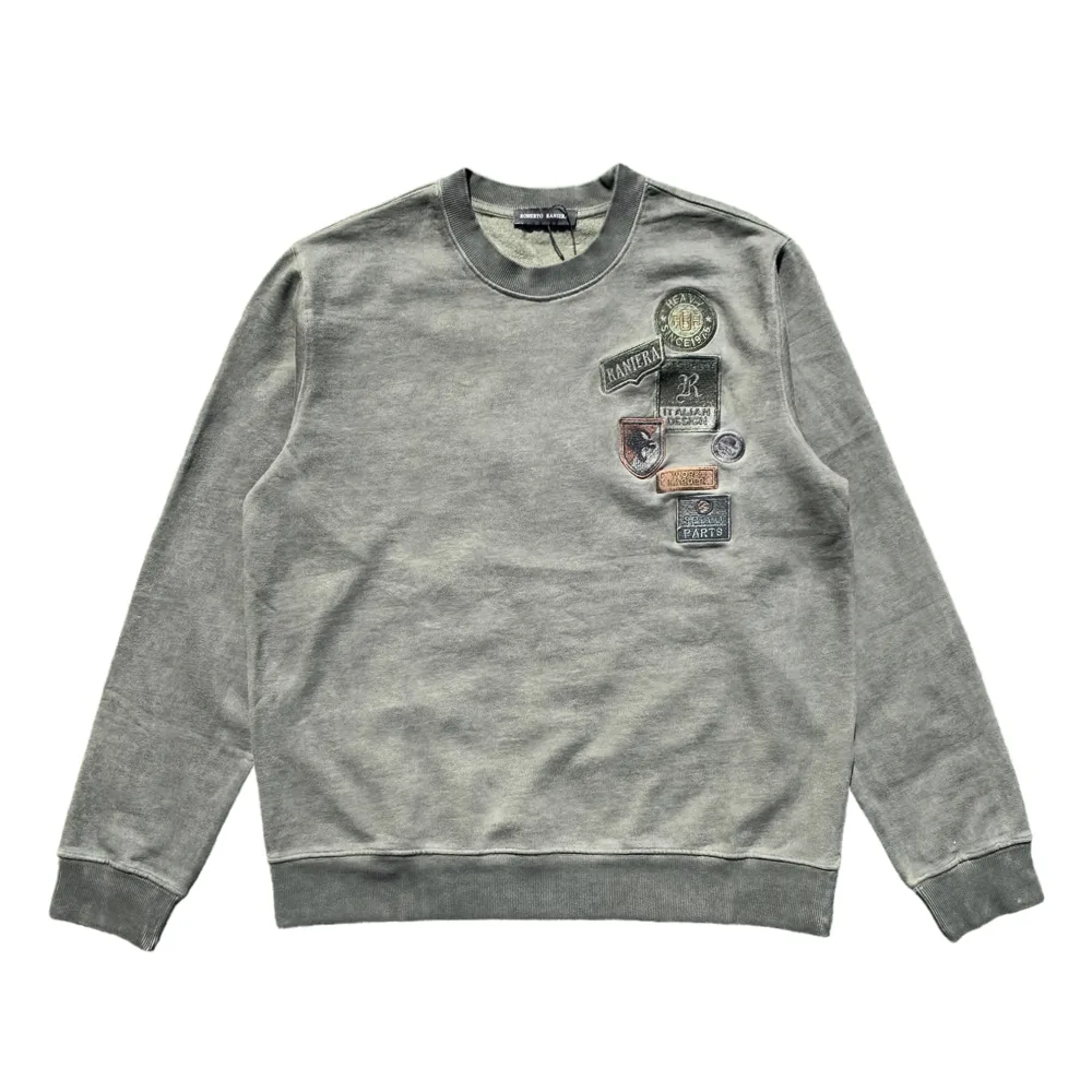 Patched Crew Laurel Green Sweatshirt - Roberto Raniera