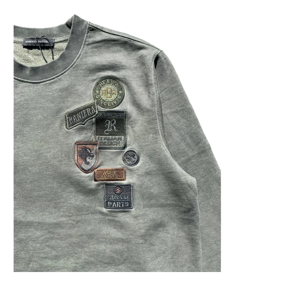Patched Crew Laurel Green Sweatshirt - Roberto Raniera