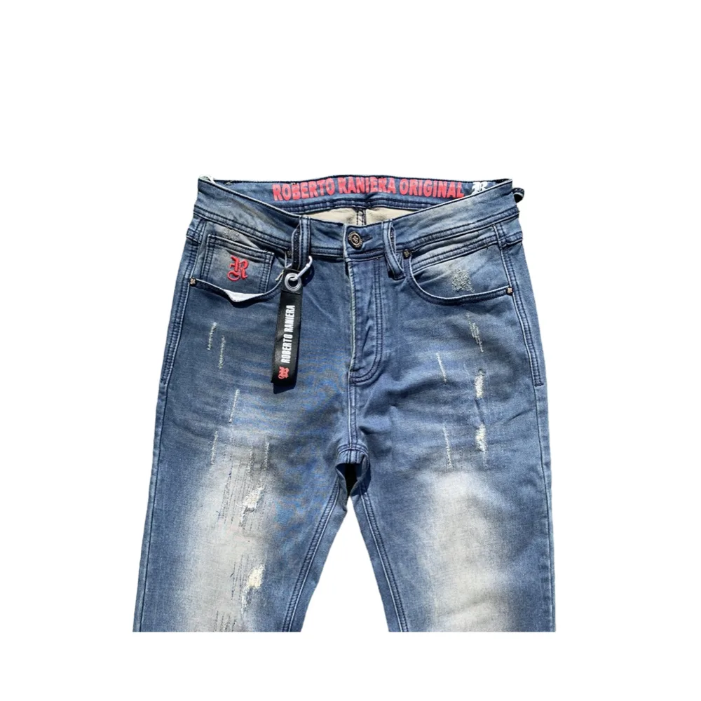 Raniera 'Signature R' Distressed Denim Jeans - Roberto Raniera