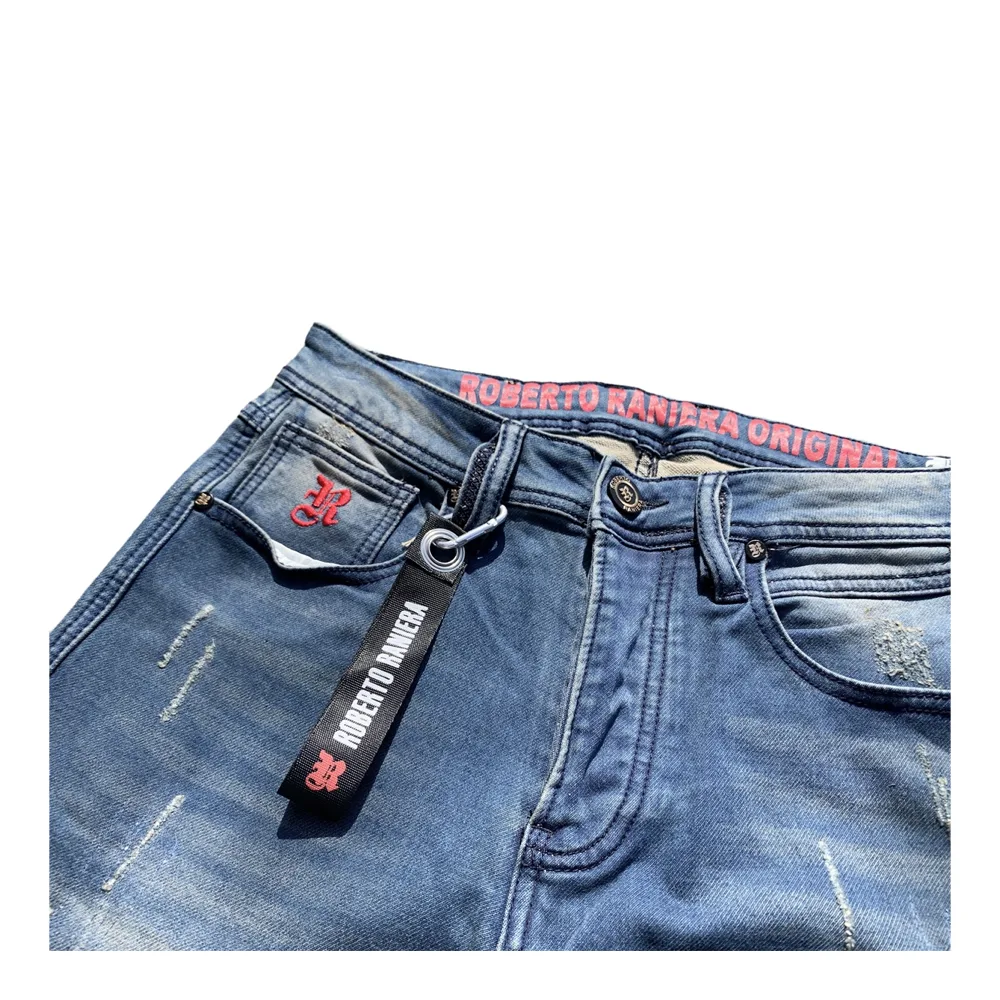 Raniera 'Signature R' Distressed Denim Jeans - Roberto Raniera