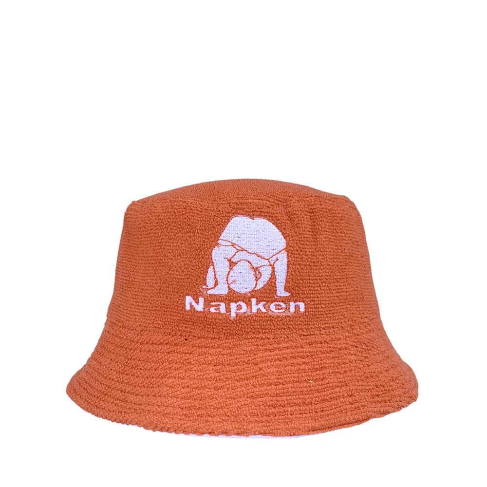Napken White Logo Orange Cotton Bucket Hat