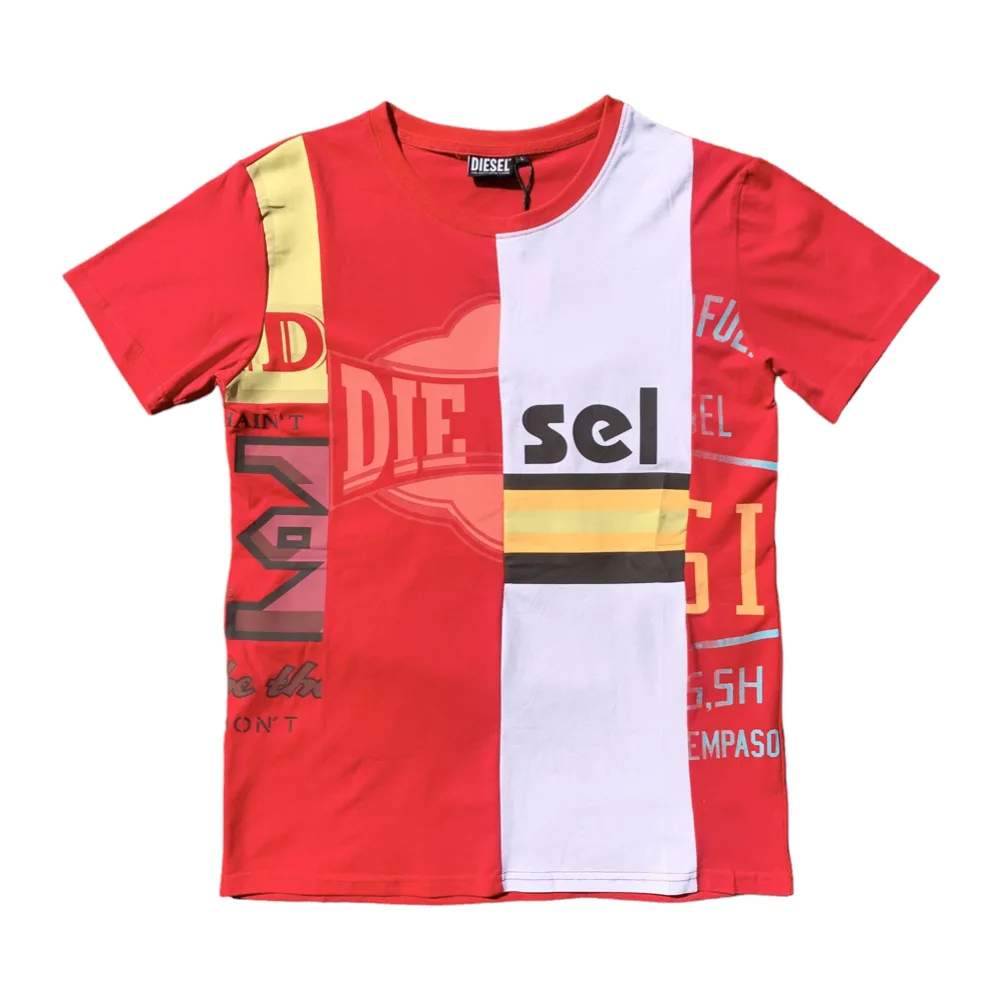 Diesel DS17 Patchwork Print Red Crewneck T-Shirt
