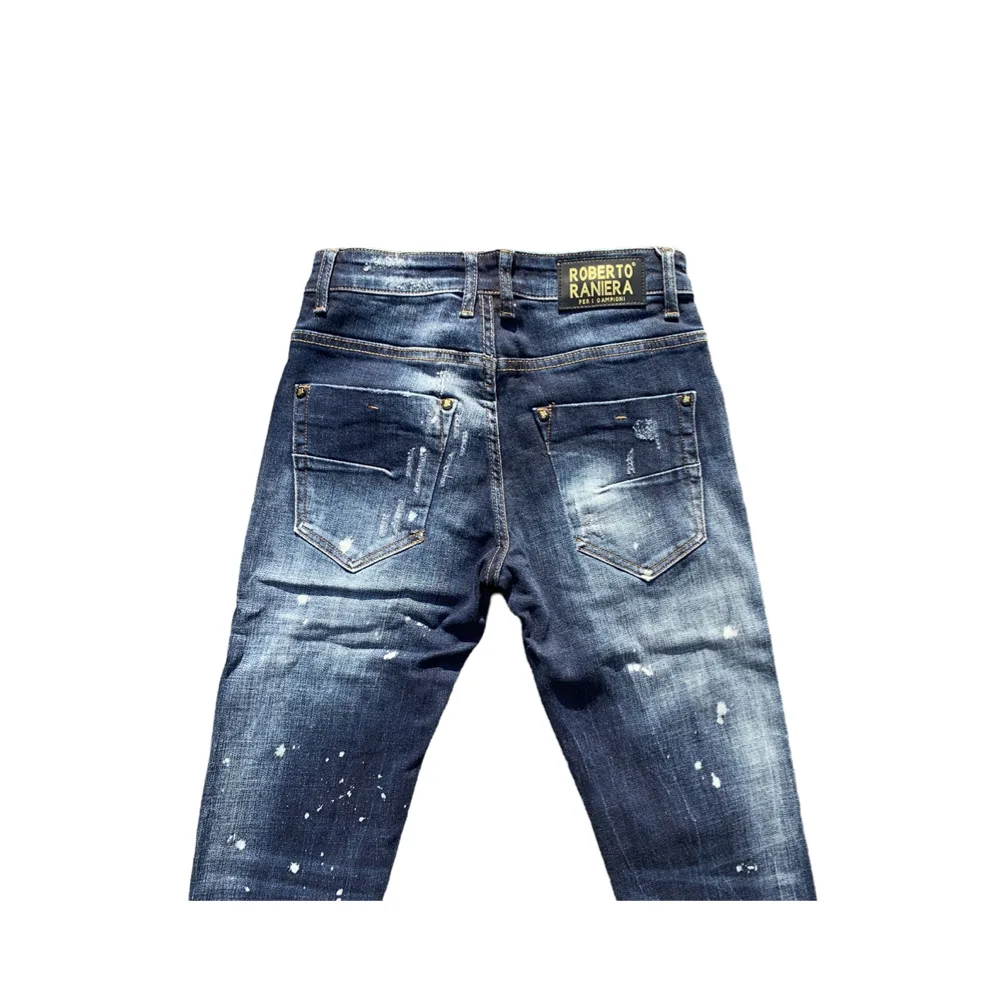 Roberto Raniera M04 Patchwork Blue Stretch Denim Jeans