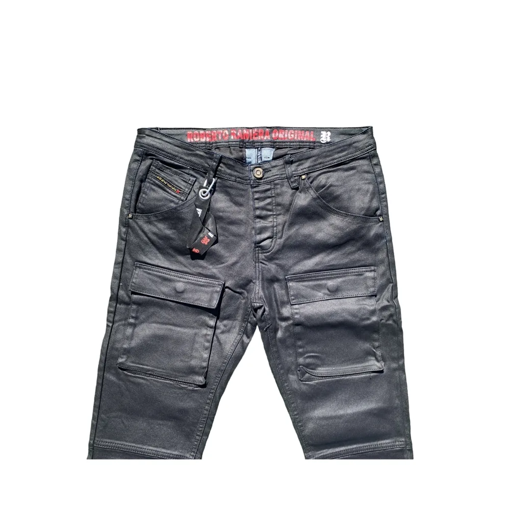 Roberto Raniera 8347 Deep Blue Wax Stretch Denim Jeans - Image 2