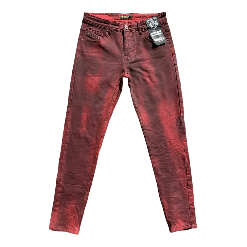 Vesuvius Ember Red Stretch Denim Jeans by Roberto Raniera