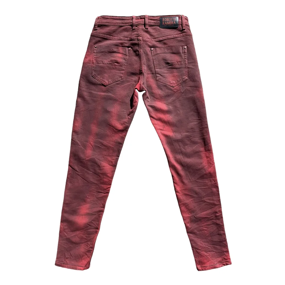 Vesuvius Ember Red Stretch Denim Jeans by Roberto Raniera