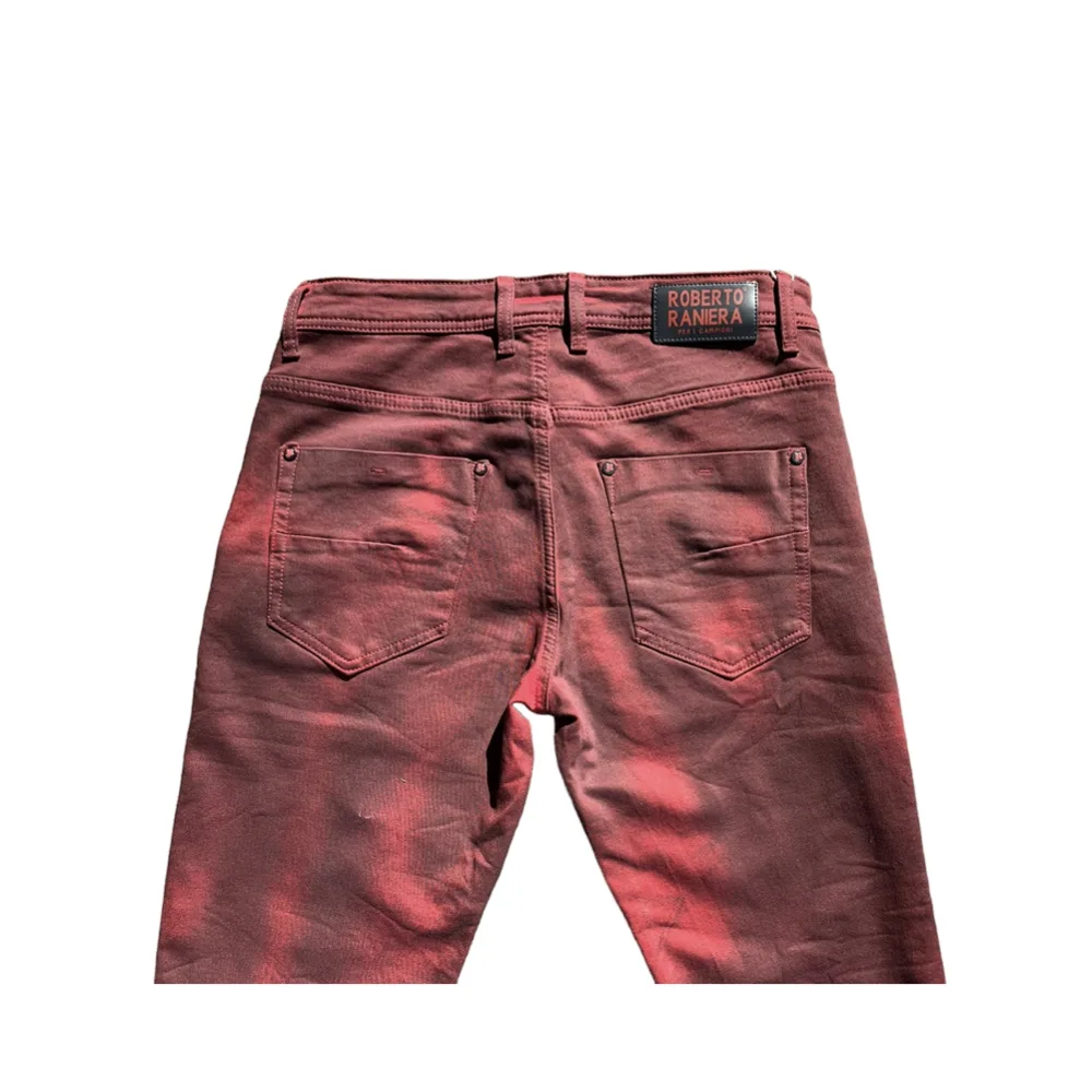 Vesuvius Ember Red Stretch Denim Jeans by Roberto Raniera