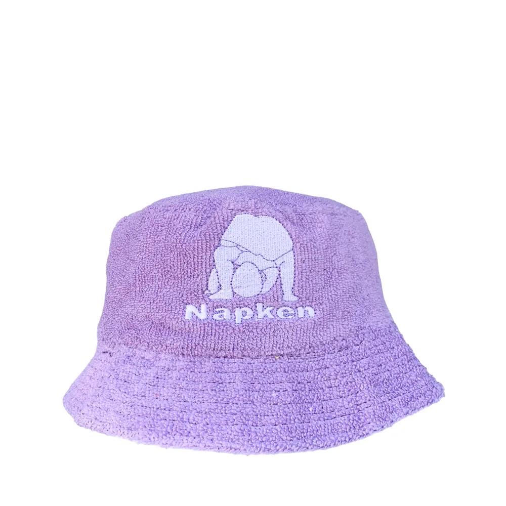 Napken SS20 White Logo Purple Cotton Bucket Hat