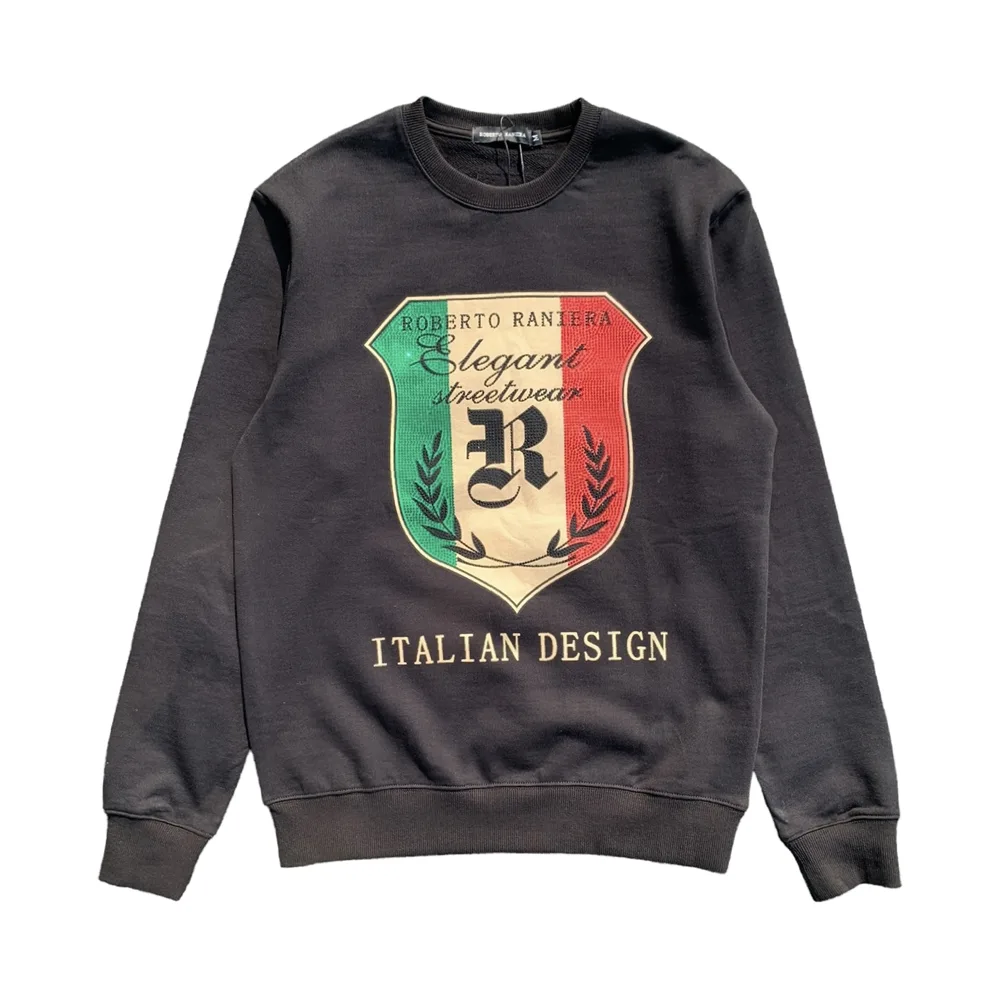 Italian Crest Sweatshirt Black Sweatshirt by Roberto Raniera - front