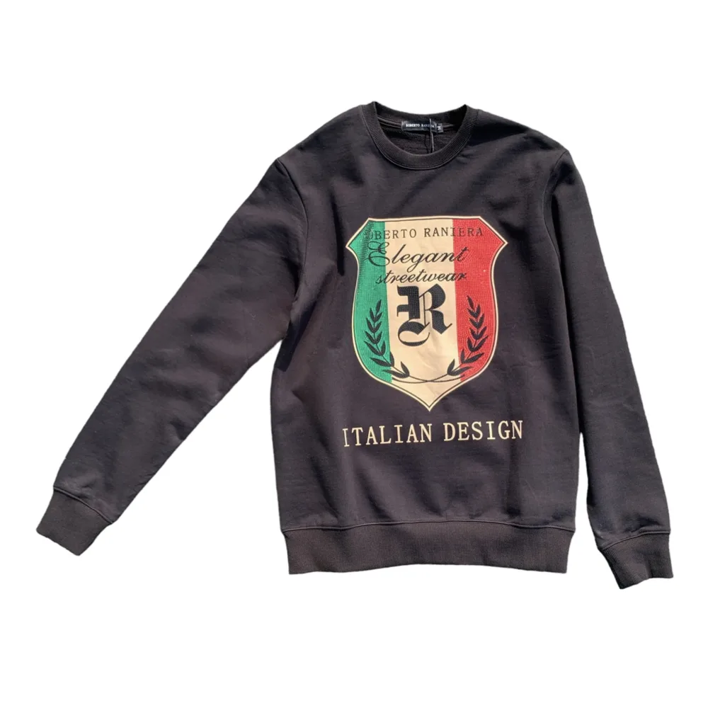 Italian Crest Sweatshirt Black Sweatshirt by Roberto Raniera - front