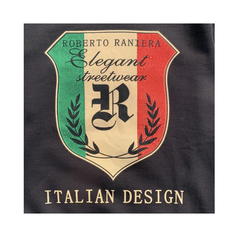Italian Crest Sweatshirt Black Sweatshirt by Roberto Raniera - Close up of the crest