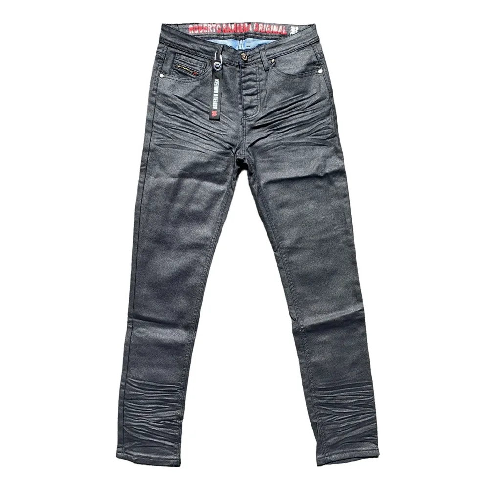 Crinkle Coated Wax Denim Jeans – Roberto Raniera