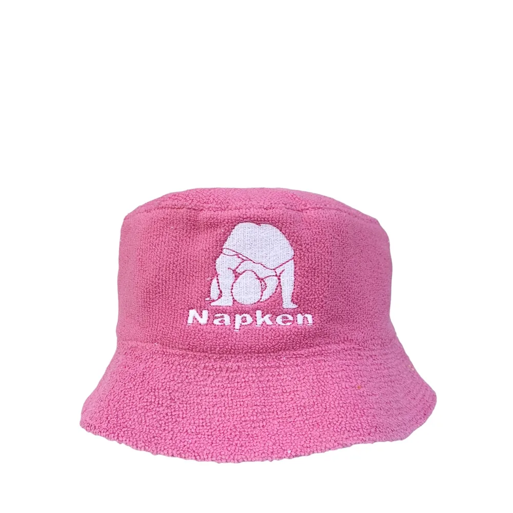 Napken SS20 White Logo Magenta Cotton Bucket Hat