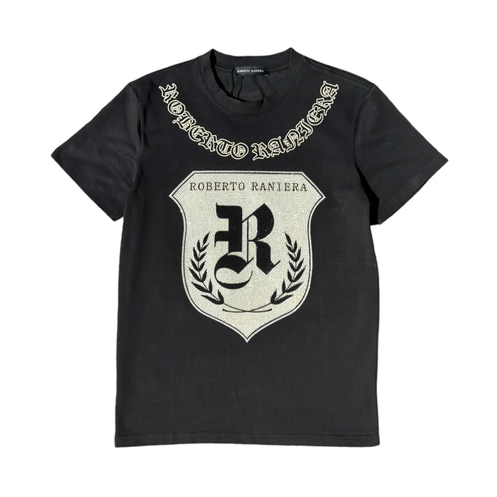 Roberto Raniera SS24 R Logo Black Crewneck T-Shirt